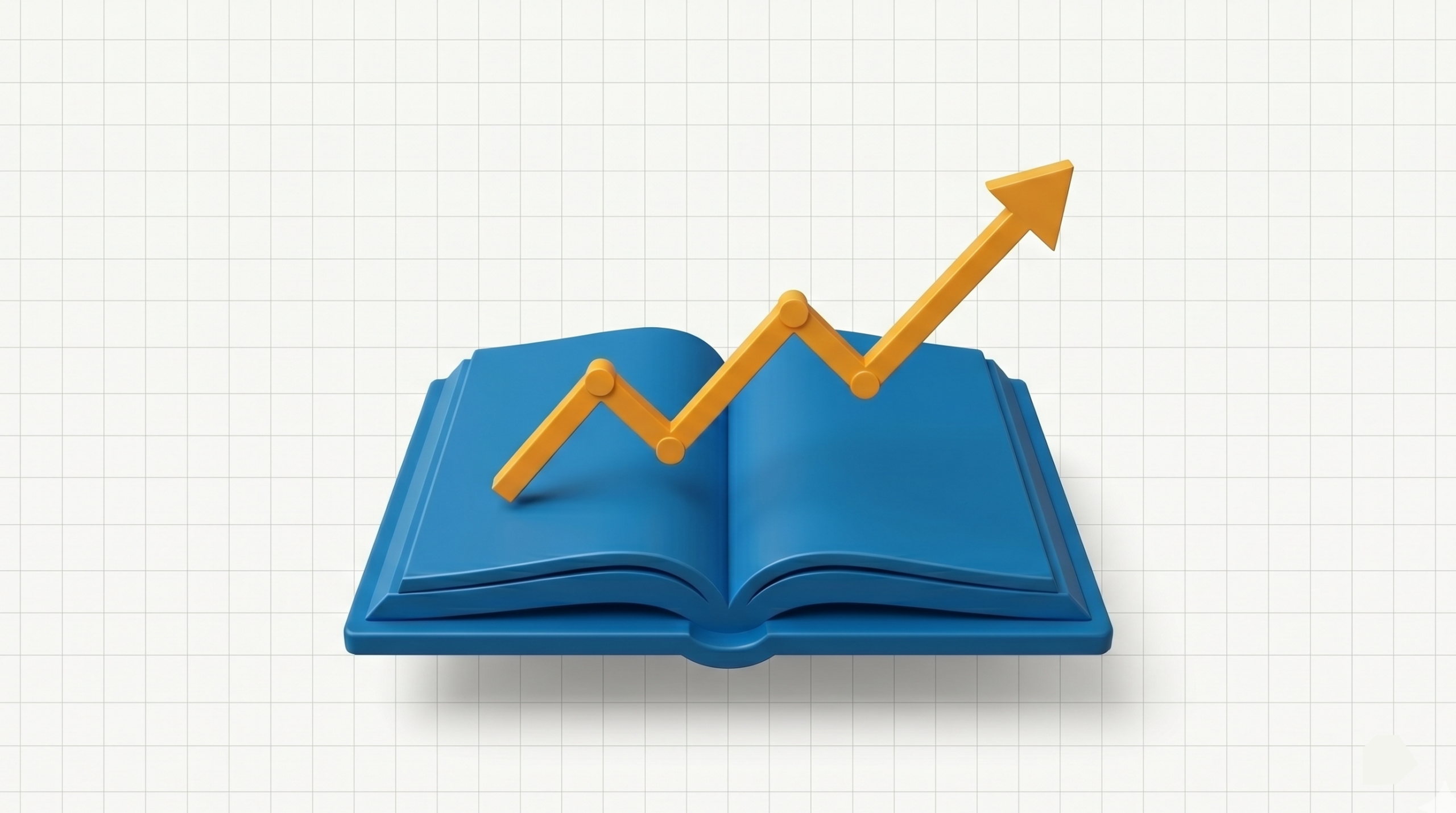 An open blue book with an amber upward trending graph, representing a SIP book as the foundation of AUM growth for mutual fund distributors
